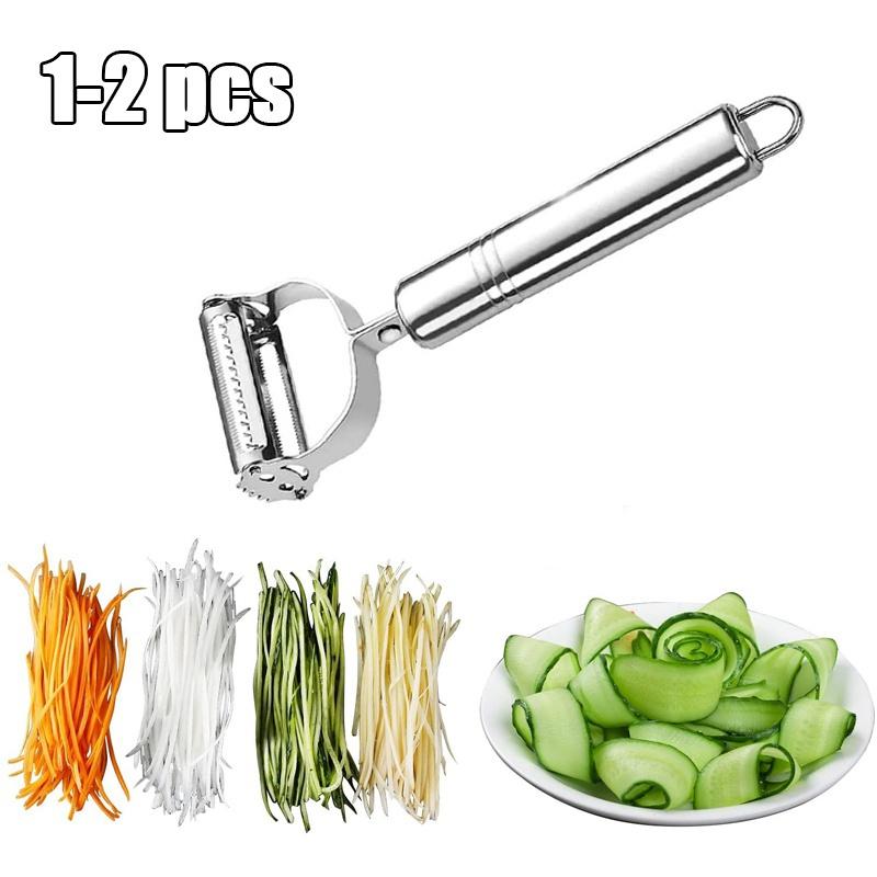 1PC/2PCS High Quality Stainless Steel Potato Cucumber Carrot Grater Julienne Peeler Vegetables Fruit Peeler Double Planing Grater Kitchen Gadget