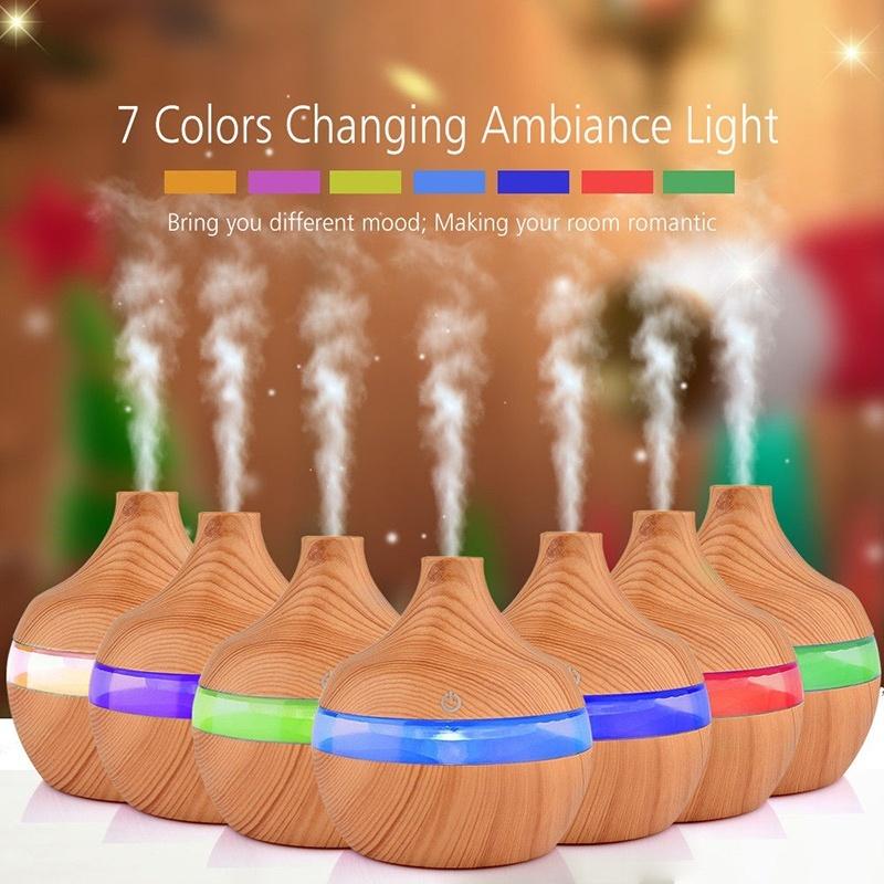Oil Diffuser,Wood Grain Ultrasonic Mist Humidifier for Home Office Bedroom Baby Room