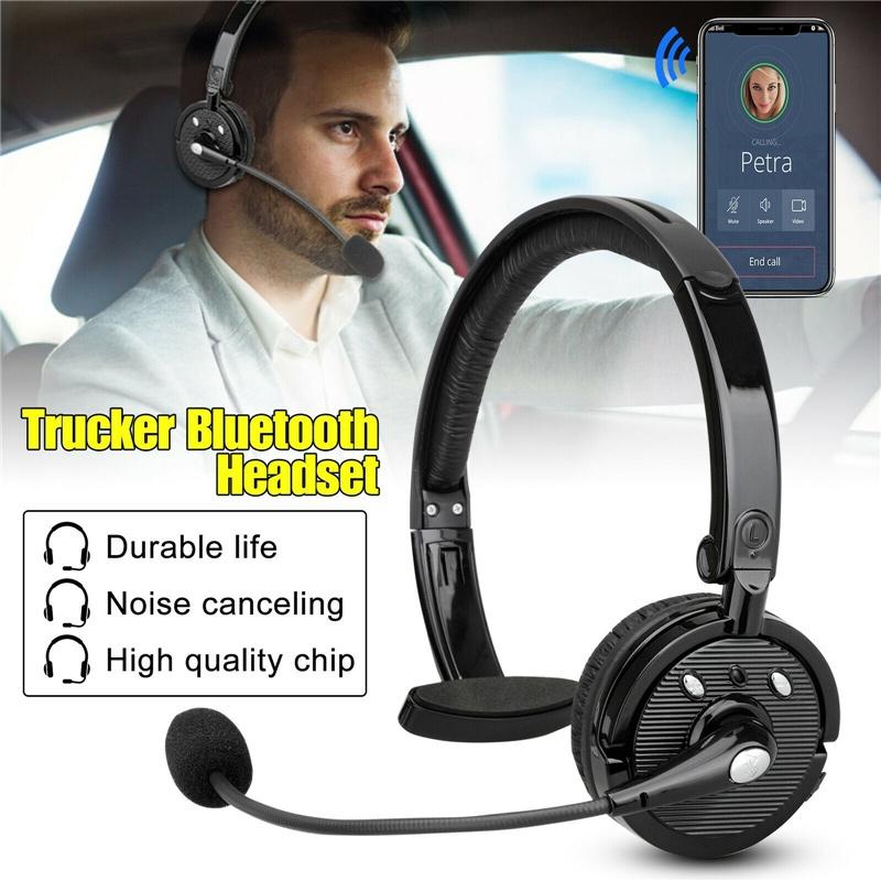 Upgraded Professional Bluetooth Headset BTH-068 Wireless Headphone Black Headband UP To 12 Hours Hands Free For Drivers (Color: Black)