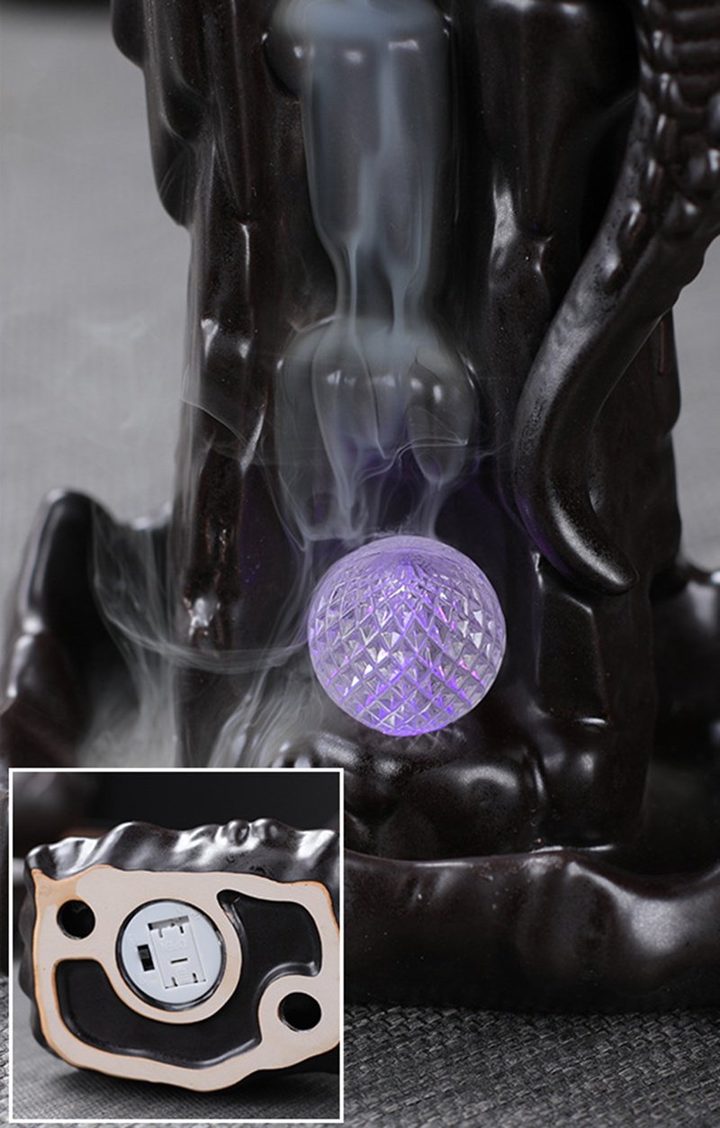 2021 Ceramic Incense Burner for Smoke Backflow Like Water Streaming Down Art Craft Incense Cone Furnace Home Decor w/ 20 Incense Cones