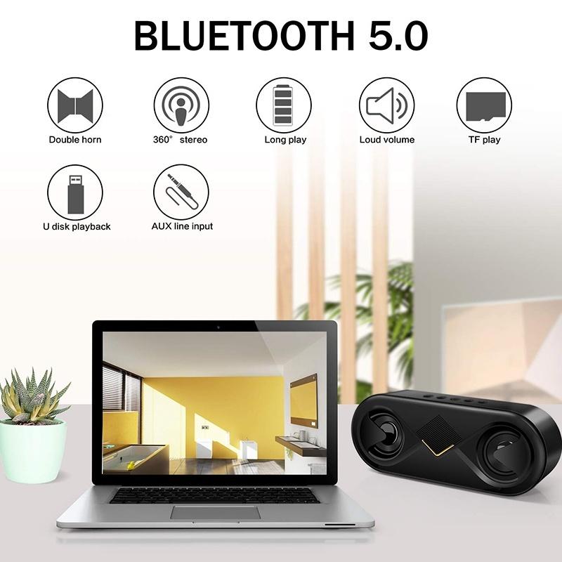 HiFi Bluetooth 4.1 LED Speaker Strong Bass Support SD Card Outdoor Portable Subwoofer Music Player