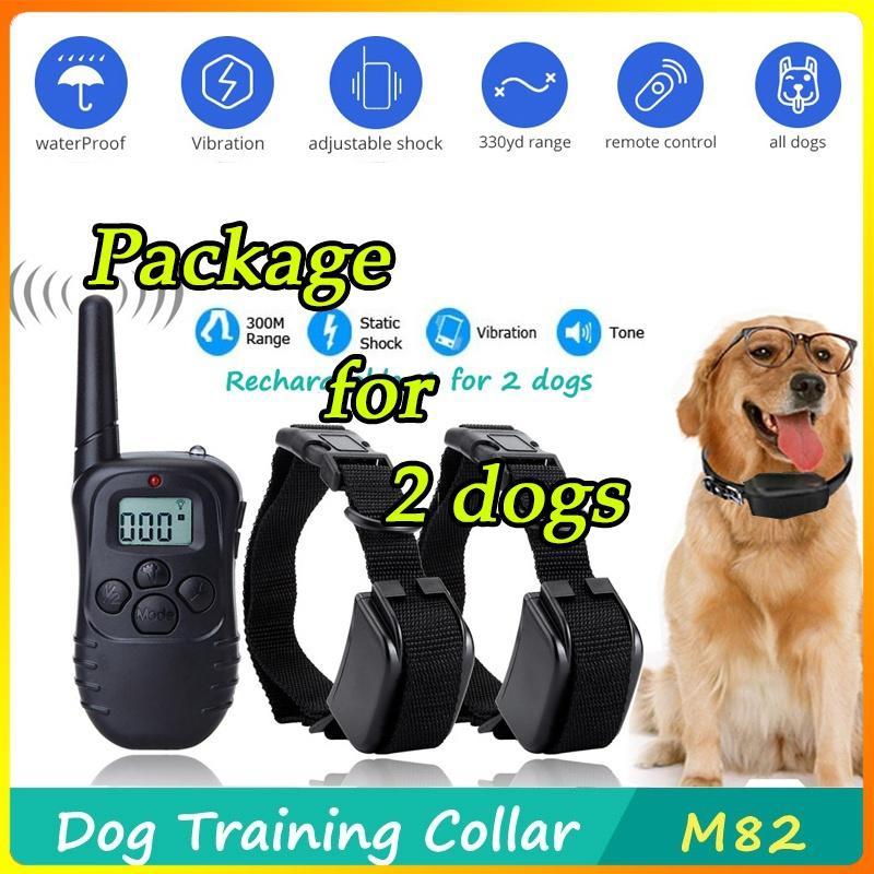 2021 Professional LCD Electric 300M 100LV Levels Waterproof Shock Vibra Pet Training Collar Electric Pet Dog Training Remote Control Collar (Color: Black)