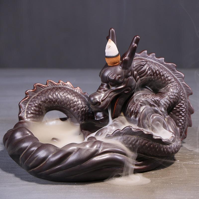 Ceramic Incense Burner for Smoke Backflow Like Water Streaming Down Art Craft Incense Cone Furnace Home Decor w/ 20 Incense Cones