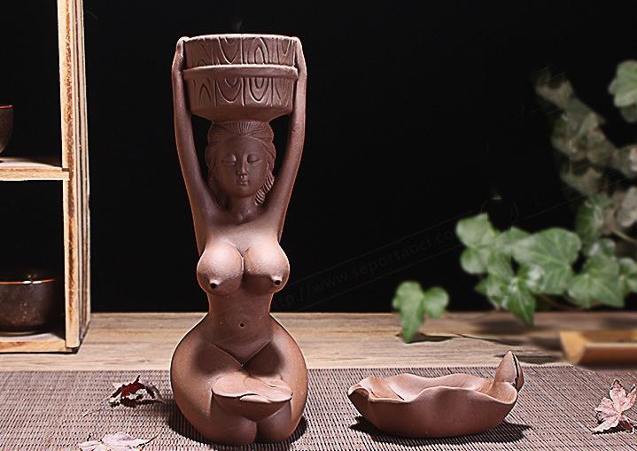 2021 Retro Buddhist Porcelain Incense Holder Backflow Incense Burner Home Fragrance Artwork w/ 20 Incense Cones