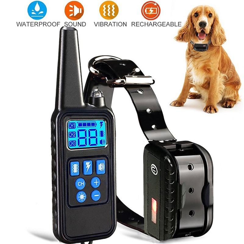 New Dog Training Shock Collar Electronic Rechargeable Waterproof 800m Remote Control For Dogs Training Collar