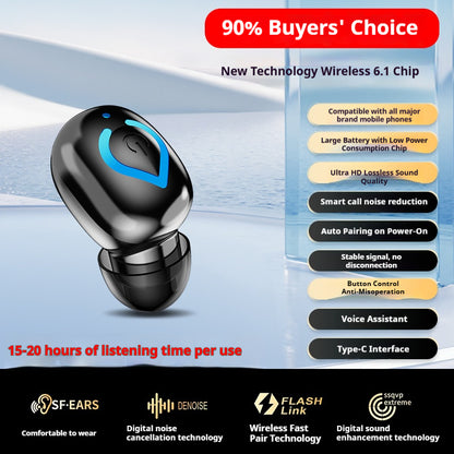 V08 Single Ear Bluetooth-compatible 6.1 Earbud 20H Wireless Mini Sports Business In-ear Headphone