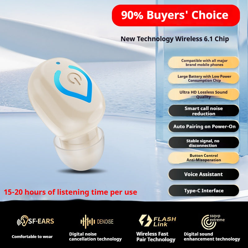 V08 Single Ear Bluetooth-compatible 6.1 Earbud 20H Wireless Mini Sports Business In-ear Headphone