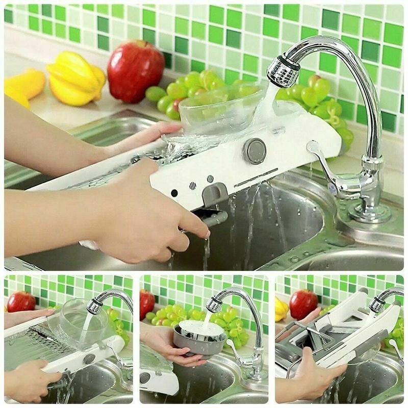 New Mandoline Food Slicer, Stainless Steel Adjustable Vegetable Cutter Manual Kitchen Vegetable Shredder Julienne Chopper for Potato French Fries Fruits Vegetable Salad White [<lun>]