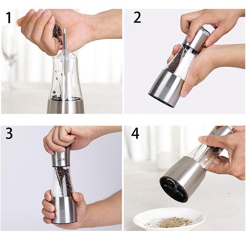 2021 Salt and Pepper Grinder Mills (2rd Generation, Ceramic Core with Adjustable Coarseness), Manual Design Salt Shakers, Allows Two Kinds of Seasoning Used at The Same Time [<lun>]