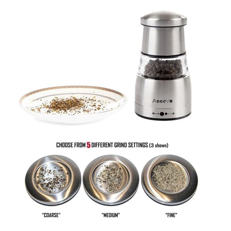 Pepper Grinder or Salt Shaker for Professional Chef - Best Spice Mill with Brushed Stainless Steel, Special Mark, Ceramic Blades and Adjustable Coarseness