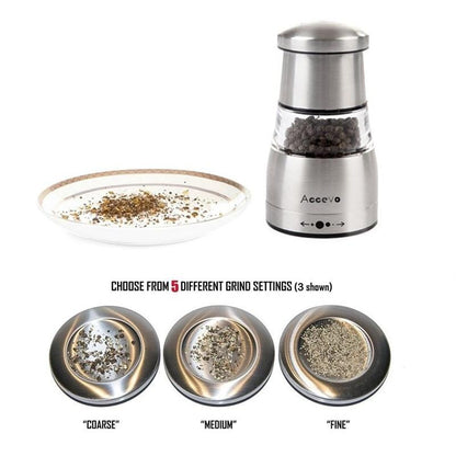 Pepper Grinder or Salt Shaker for Professional Chef - Best Spice Mill with Brushed Stainless Steel, Special Mark, Ceramic Blades and Adjustable Coarseness