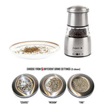 Pepper Grinder or Salt Shaker for Professional Chef - Best Spice Mill with Brushed Stainless Steel, Special Mark, Ceramic Blades and Adjustable Coarseness