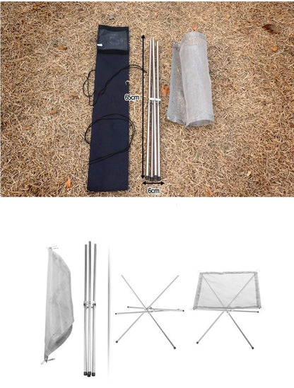 New Folding Camp Stove Fire Frame Stand Wood Burning Grill Stainless Steel Rack Heater Camping Tool [<lun>]