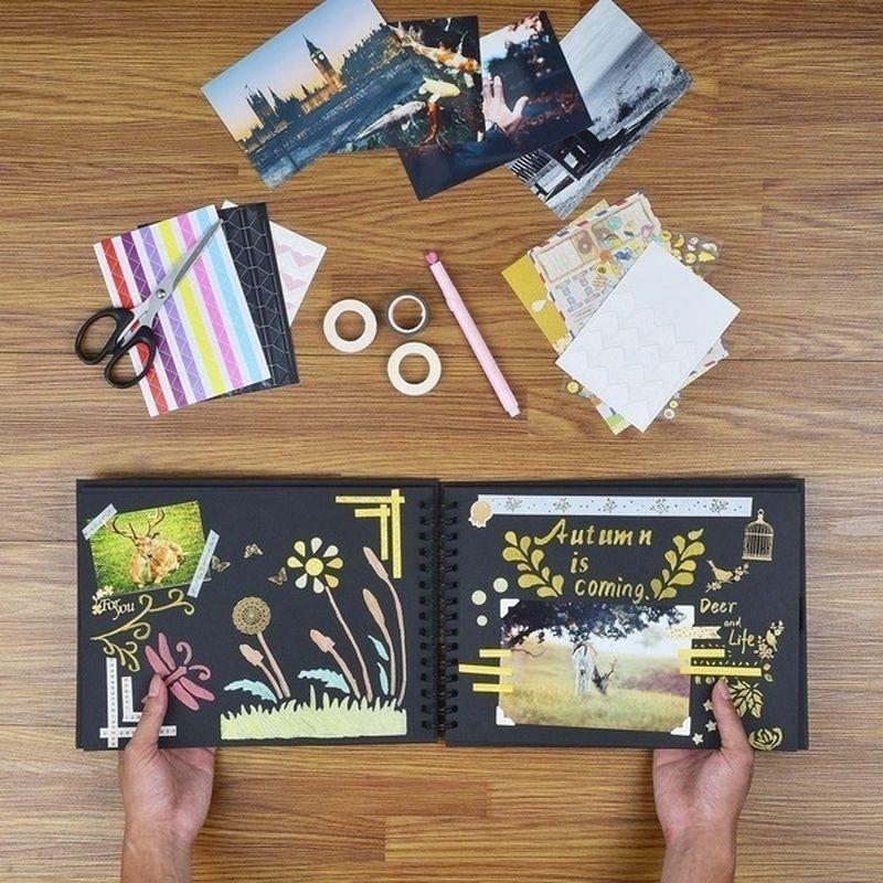 2021 New Photo Album Scrapbook for Photoalbum Craft Paper DIY Scrapbooking Wedding Photo Album Brown &amp; Black [<lun>]