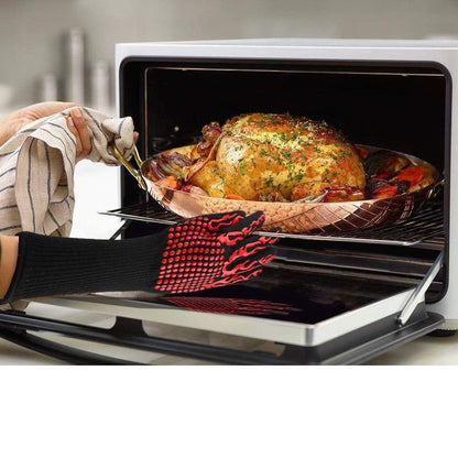 BBQ Gloves,Oven Gloves1472℉ Extreme Heat Resistant, Food Grade Kitchen Grill Gloves, Silicone Grilling Gloves, Non-Slip Cooking Gloves for Barbecue, Cooking, Baking, Welding, Cutting