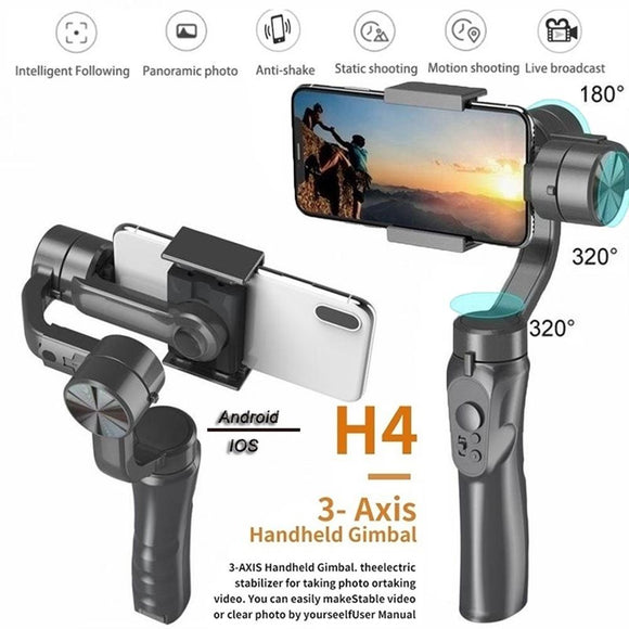 Pro Handheld Stabilizer,H4 3-Axis Handheld Gimbal Stabilizer ,Anti-shaking, Face Object Tracking Video Shooting for Smartphone