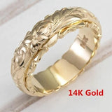 5-11 Exquisite Womens 14k Gold Ring Hang Engraved Flower Ring Anniversary Gifts Bride Wedding Engagement Rings