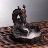 Exquisite Ceramic Dragon Statue Backflow Incense Burner Home Fragrance Air Fresheners for Home Office Living Room + 20Pcs Incense Cones