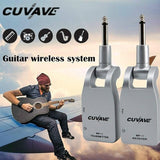 Muslady Guitar System Transmitter &amp; Receiver 2.4G Wireless Built-in Rechargeable Lithium Battery 30M/50M Transmission Range for Electric Guitar Bass (Silver)