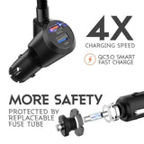 Bluetooth FM Transmitter, Wireless Hands-free Radio Adapter Car Charger Kit with 1.4 Inch Display, Music Player,Smart 2.4A+QC3.0 Dual USB Fast Car charge for Cell Phone (black)