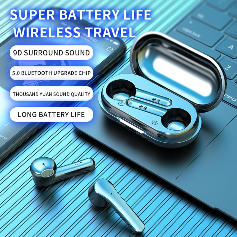 TWS Bluetooth 5.0 Mini Bluetooth Headphones Wireless Music Earpieces Waterproof Surround Sound for Smartphone Pad Laptop