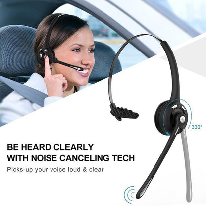 Upgraded Professional Bluetooth Headset BTH-068 Wireless Headphone Black Headband UP To 12 Hours Hands Free For Drivers (Color: Black)