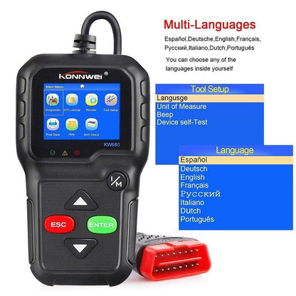 EOBD Functions Car Scan Tool Vehicle Engine Fault Scanners With Extra BAT Check, O2 Sensor, On-board Monitoring Test [<lun>]