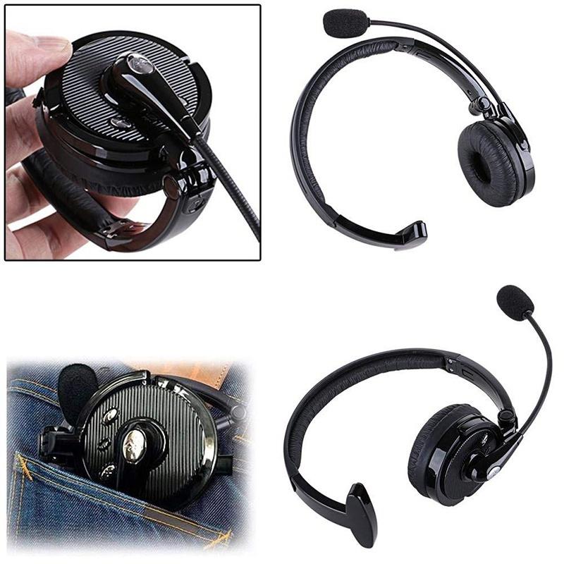 Upgraded Professional Bluetooth Headset BTH-068 Wireless Headphone Black Headband UP To 12 Hours Hands Free For Drivers (Color: Black) [<lun>]