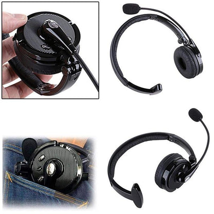 Upgraded Professional Bluetooth Headset BTH-068 Wireless Headphone Black Headband UP To 12 Hours Hands Free For Drivers (Color: Black) [<lun>]