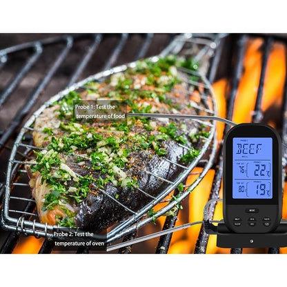Dual Probe Digital Cooking Meat Thermometer Large LCD Backlight Food Grill Thermometer with Timer Mode for Smoker Kitchen Oven BBQ Thermometer