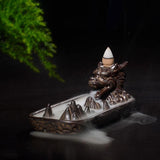 Retro Handmade Ceramic Backflow Incense Burner Home Decor Incense Holder Buddhist Crafts +20 Incense Cones