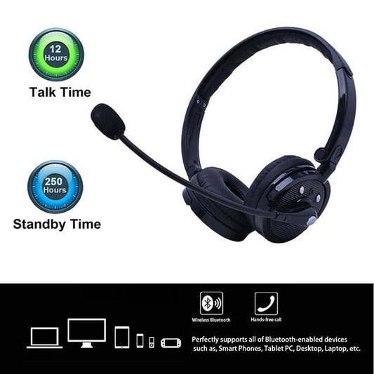 2021 Bluetooth Headphones with Mic,Wireless Bluetooth Headset Noise Cancelling Headphones with Boom Microphone On Ear Phone Headset for Office Phone Call Center Customer Service PC Cell Phones