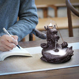 Cute little Ceramic dragon  Backflow Incense , Chinese traditional  Handmade Ceramic Home Decor  handmade gifts Can help sleep +  20 Backflow incense cones [&lt;lun&gt;]