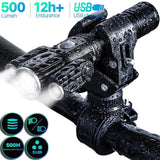 4-Modes Multifunction USB Rechargeable Bike Light Set Powerful Lumens Bicycle Light Road Bike Headlight