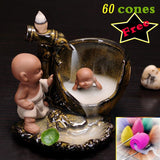 New Ceramic Porcelain Sima Guang Breaking the Vat Backflow Incense Burner Censer Little Monk Sandalwood Agilawood Aroma Furnace IT
