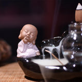 New Ceramic Incense Burner Feng Shui Tibet Holder Buddhist Censer + 60 Backflow Cone