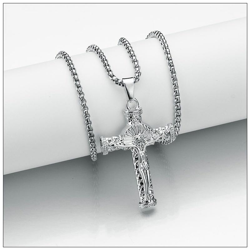 NEW Vintage Brother 18K Alloy Cross Necklace Men's Catholic Jesus Pendant + Necklace [<lun>]