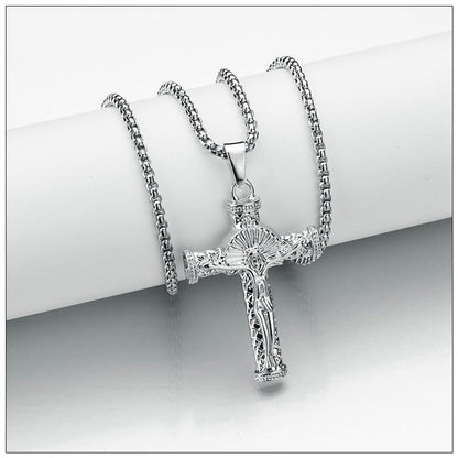 NEW Vintage Brother 18K Alloy Cross Necklace Men's Catholic Jesus Pendant + Necklace [<lun>]