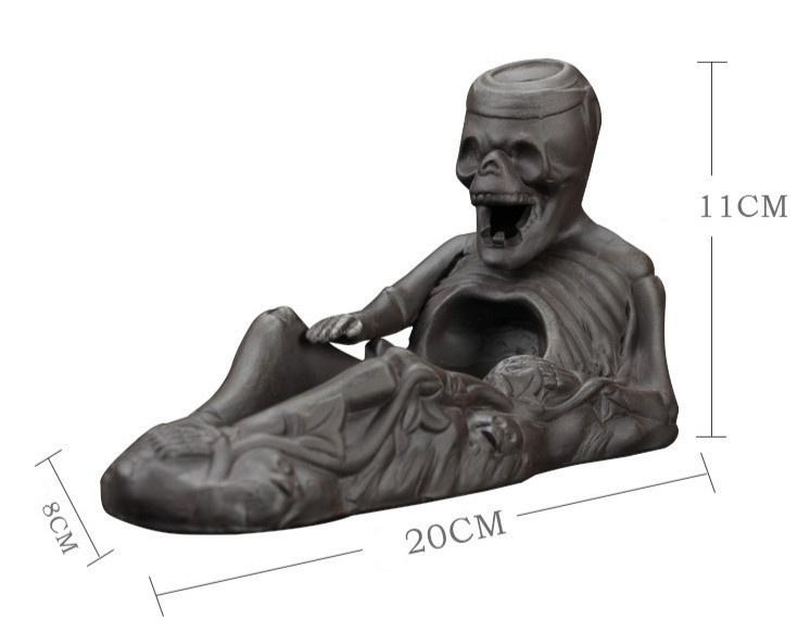 Halloween Skull and Black Dragon Backflow Incense Burners,Ceramic Home Decor  Handmade Gifts [<lun>]