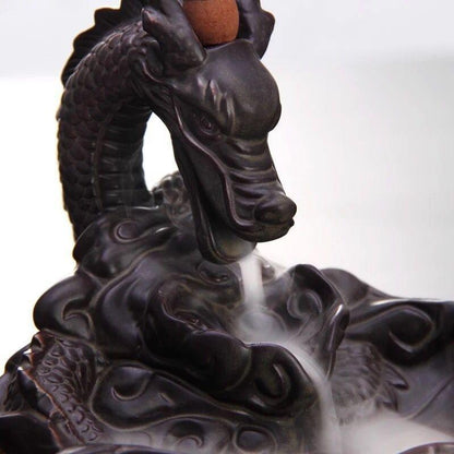 Dragon Incense Waterfall Handmade Backflow Incense Ceremic Incense Holder Aromatherapy Ornament Home Decor + 20 Backflow incense cones [<lun>]