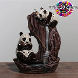 Chinese Panda Ceramic Round Handmade  Backflow Incense Holder  Burner, Aromatherapy Ornament Home Decor Meditation Yoga [&lt;lun&gt;]