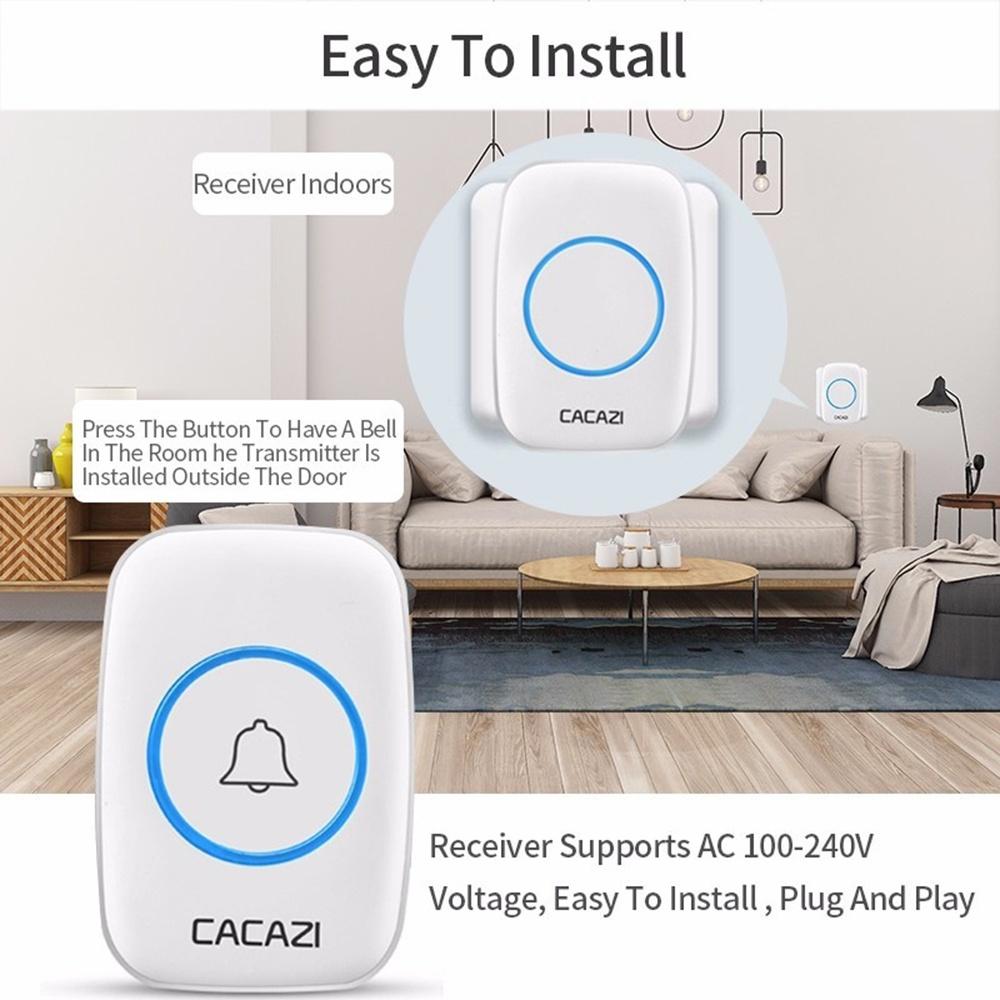 2021 New Waterproof Intelligent Wireless Doorbell 300M Remote Smart Door Bell Chime (include EU UK US Plug)