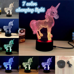 Colorful 3D Light Touch Switch LED Lights Fade Visual Illusion Lamps Table Lamps