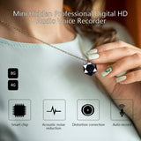 (8/16/32 ROM) Hidden Digital HD Audio Necklace Voice Recorder Time Stamp Voice Recorder HiFi Lossless MP3 with Built-In Battery for Meeting Interview