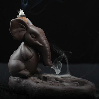 Characteristic Chinese style Handmade Ceramic Backflow Incense Holder Waterfall Incense Burner, Aromatherapy Ornament Home Decor Meditation Yoga +  20 Backflow Incense Cones [<lun>]