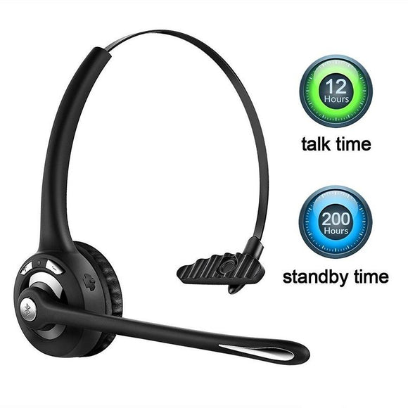 Pro Trucker Bluetooth Headset/Cell Phone Headset with Microphone, Office Wireless Headset, Over the Head Earpiece, On Ear Car Bluetooth Headphones for Cell Phone, Skype, Truck Driver, Call Center
