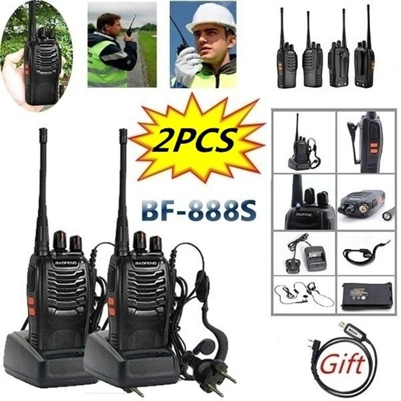 2PCS 5KM Range Wireless Walkie-Talkie Talkie UHF 400-470MHz 5W Handheld Two-way Ham Radio(Desk Charge+BF888) [<lun>]