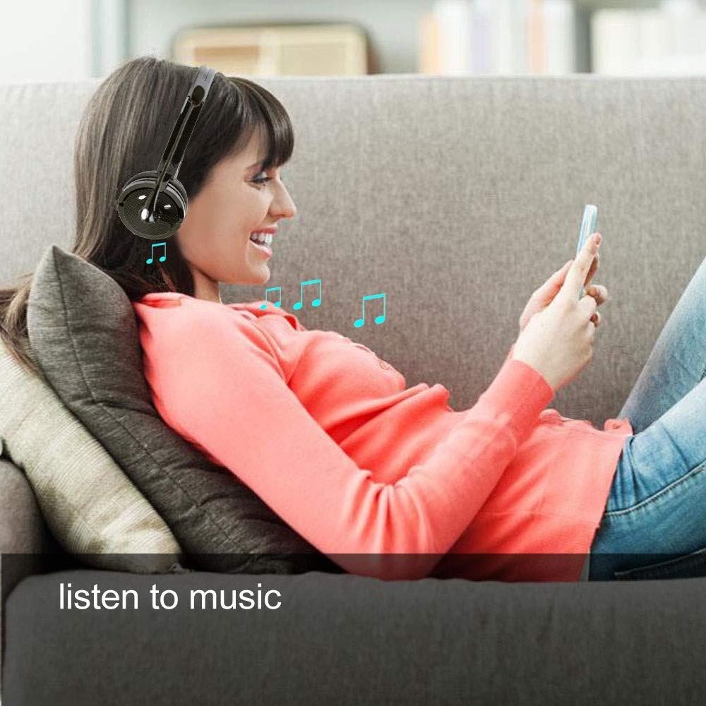 Bluetooth Headphones with Mic,Wireless Bluetooth Headset Noise Cancelling Headphones with Boom Microphone On Ear Phone Headset for Office Phone Call Center Customer Service PC Cell Phones
