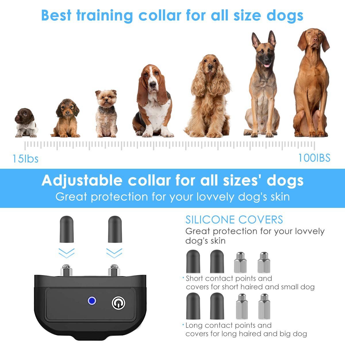 2021 Dog Training Collar, 2 Dog Shock Collar Remote Waterproof Rechargeable Dog Collar 3 Training Modes Harmless Shock Vibration Beep Medium Large Dogs, 800 FT Range [Reflective Strap] [<lun>]