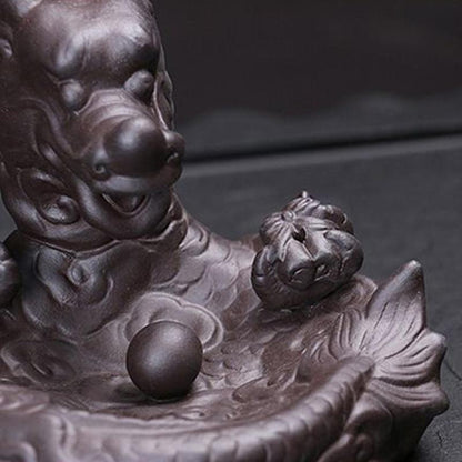 Cute little Ceramic dragon  Backflow Incense , Chinese traditional  Handmade Ceramic Home Decor  handmade gifts Can help sleep +  20 Backflow incense cones [<lun>]